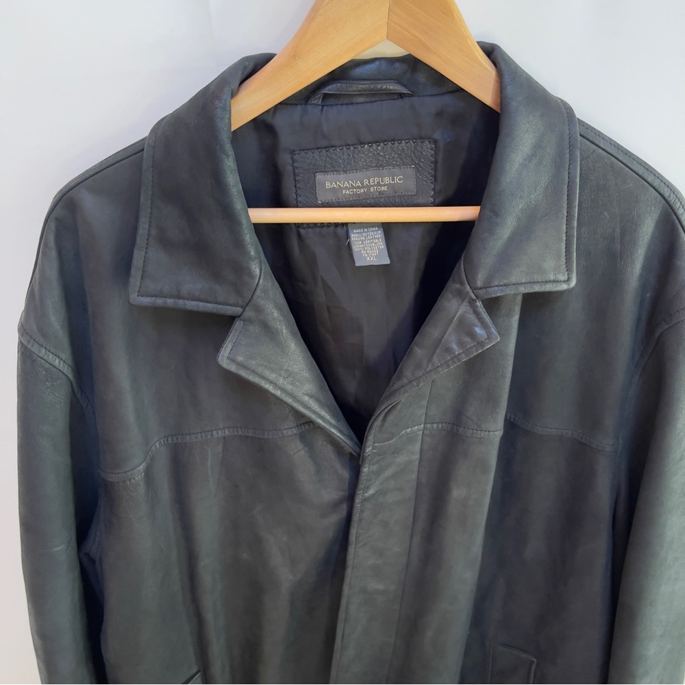 Banana Republic Black Long Line Genuine Leather Jacket, Women's Size XXL - Picture 6 of 10
